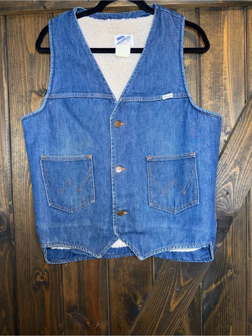 Vintage Men’s Vintage Wrangler Sherpa Lined Denim Vest